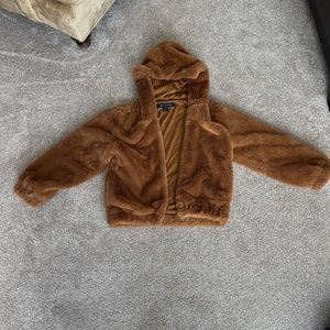 Brown Faux Fur Zip Up Hoodie